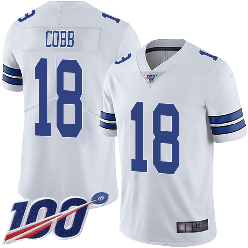 Men Dallas Cowboys Limited White Randall Cobb Road #18 100th Season Vapor Untouchable NFL Jersey